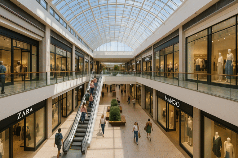 Imagem de um centro comercial moderno